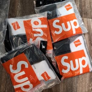 Supreme Hanes Black and White Athletic Socks